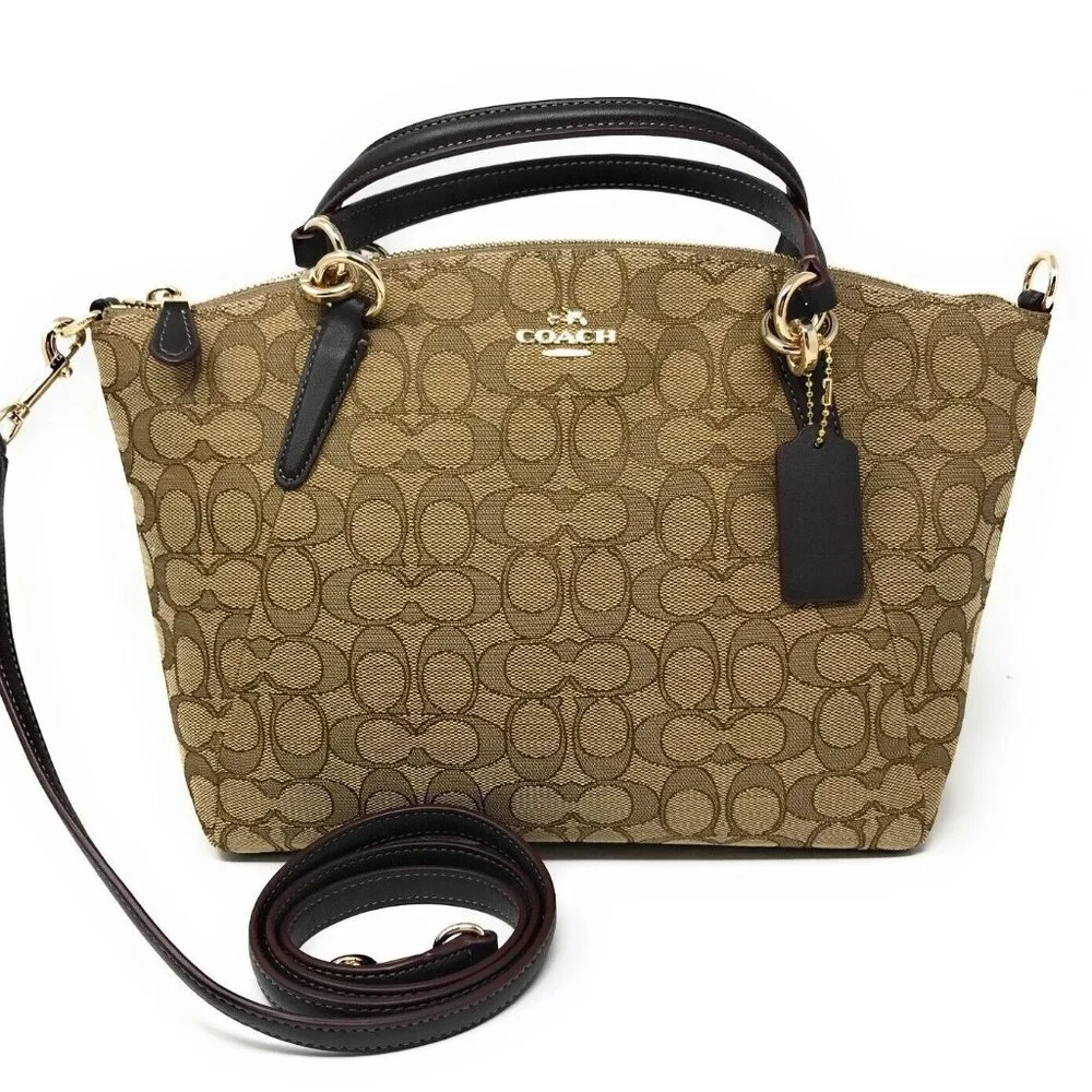 Like New Coach Kelsey Signature Khaki Shoulder Bag Purse - Picture 5 of 15